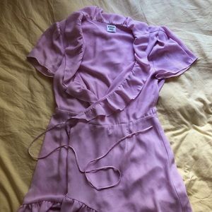 sunday best ruffle wrap dress in pink